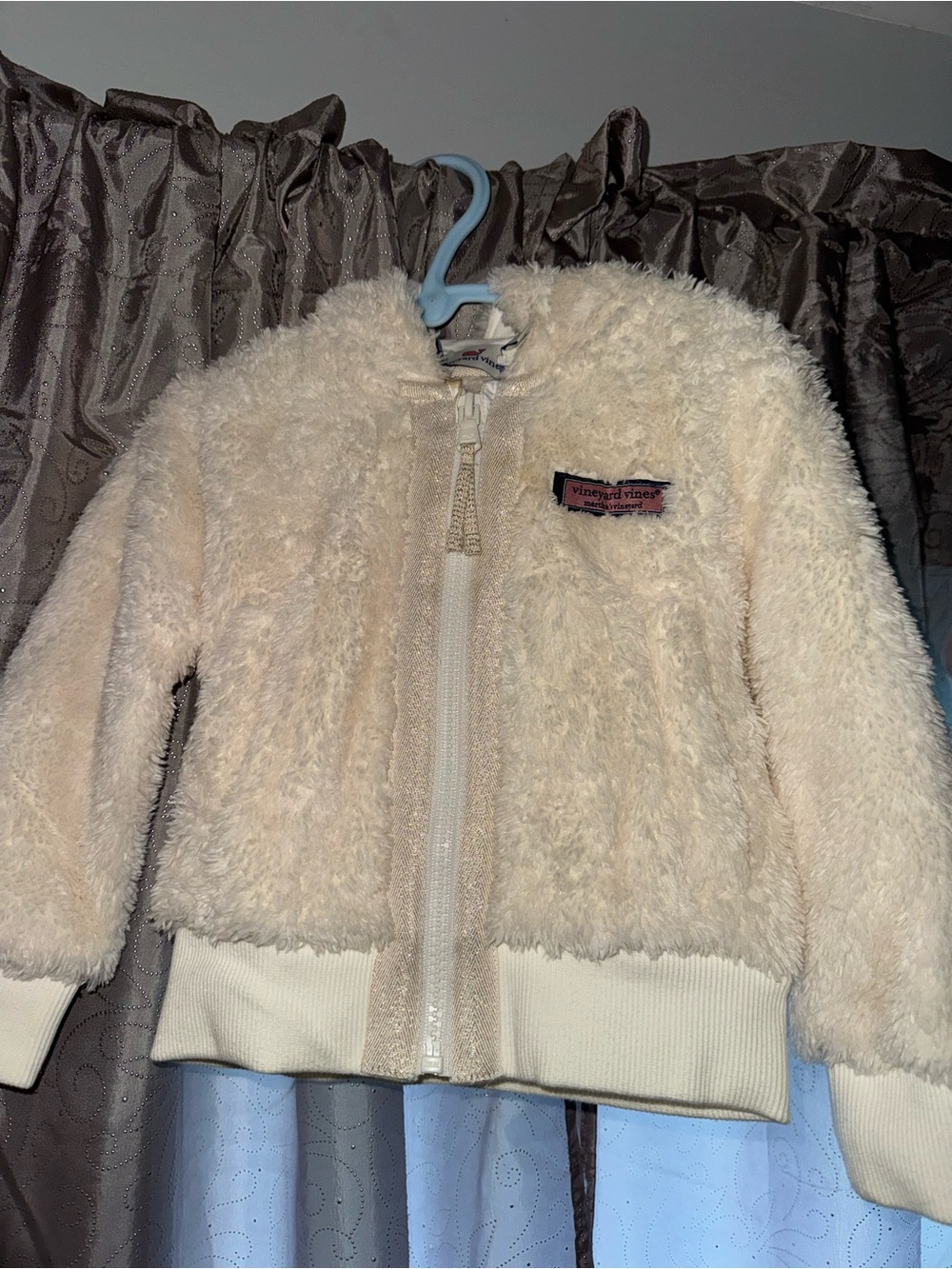 Vineyard Vines Kids Cream Plush Zip-Up Jacket